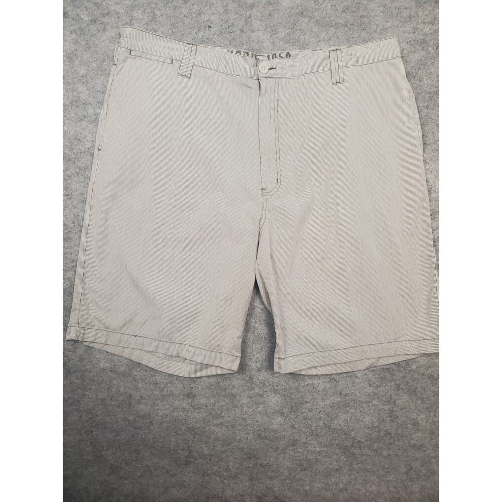 Hobie Men's 40 Green & White Stripe Cotton Shorts Preppy Pockets Light Weight